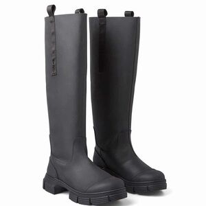 Ganni Black Over-the-Knee Rain Boots